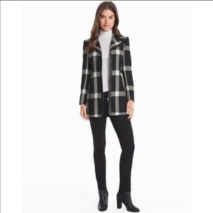 White House Black Market Wool Blend Plaid Coat